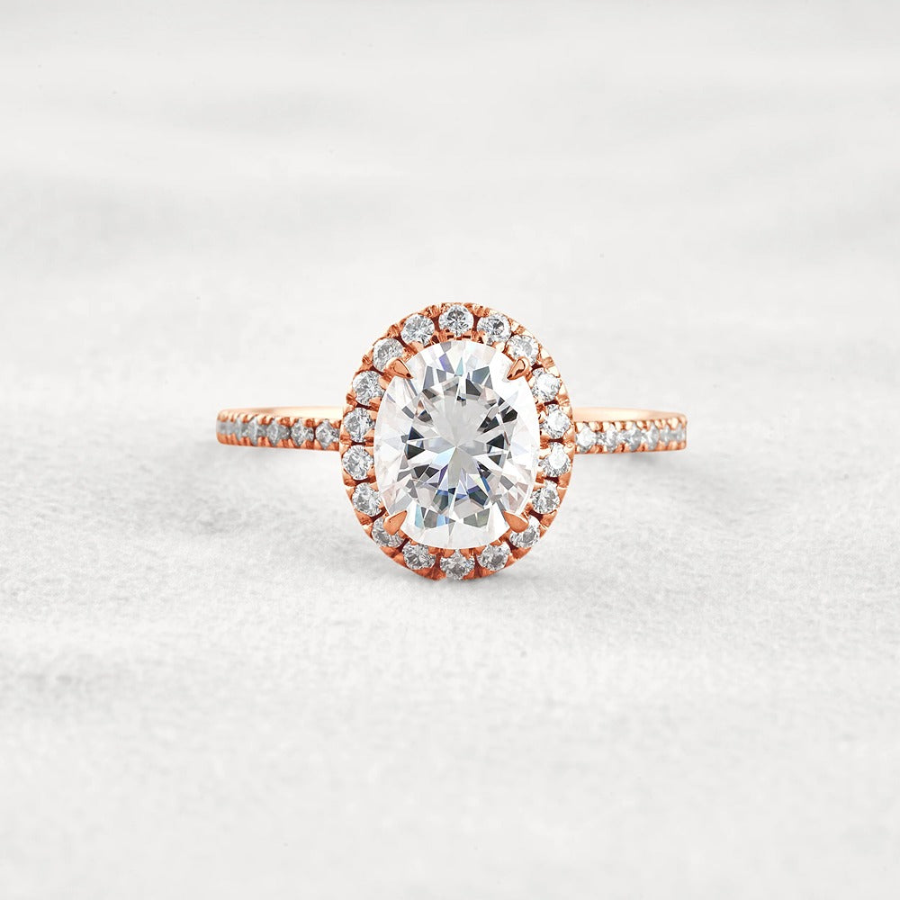 Oval Cut Hidden Halo Moissanite Engagement Ring