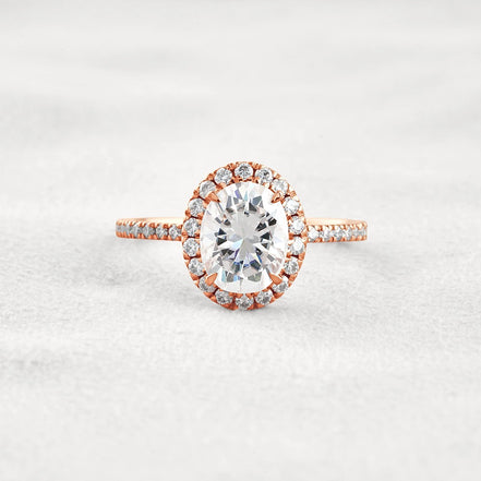Oval Cut Hidden Halo Moissanite Engagement Ring