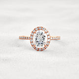Oval Cut Hidden Halo Moissanite Engagement Ring