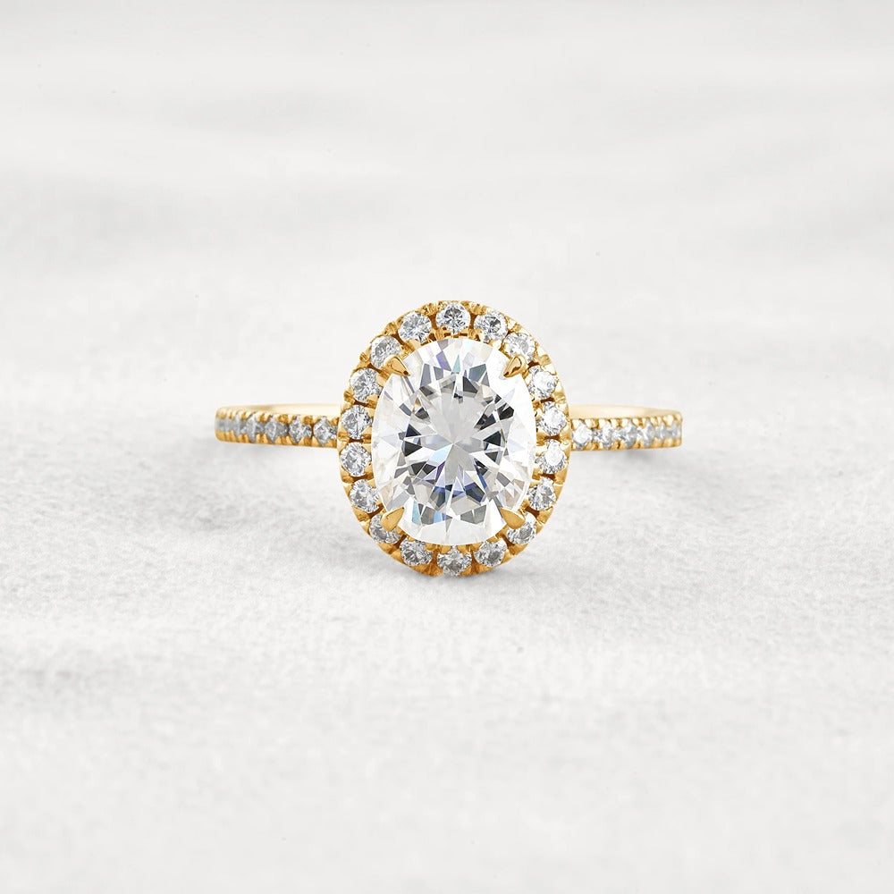 Oval Cut Hidden Halo Moissanite Engagement Ring