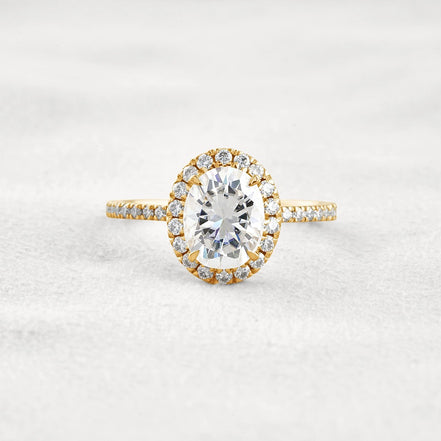 Oval Cut Hidden Halo Moissanite Engagement Ring