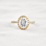 Oval Cut Hidden Halo Moissanite Engagement Ring