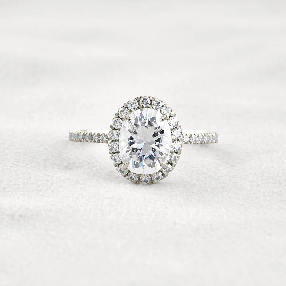 Oval Cut Hidden Halo Moissanite Engagement Ring