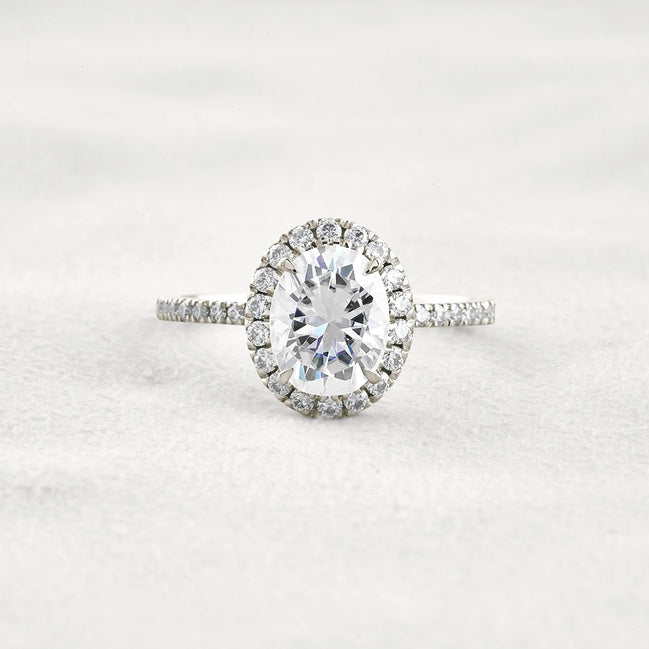 Oval Cut Hidden Halo Moissanite Engagement Ring