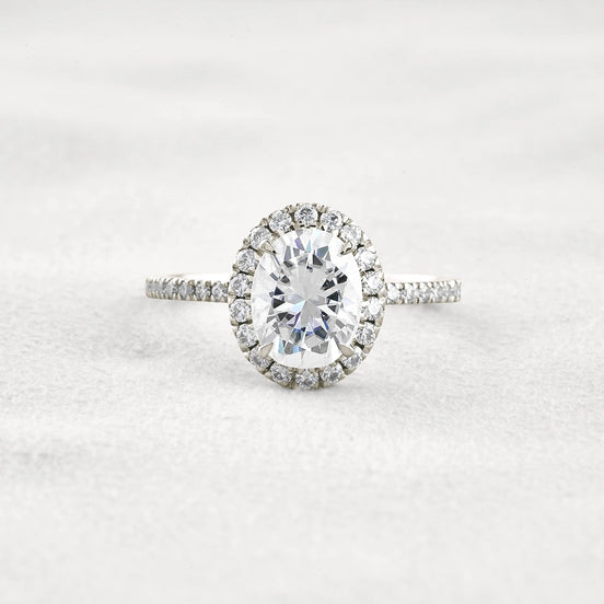 Oval Cut Hidden Halo Moissanite Engagement Ring