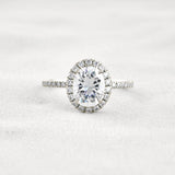Oval Cut Hidden Halo Moissanite Engagement Ring