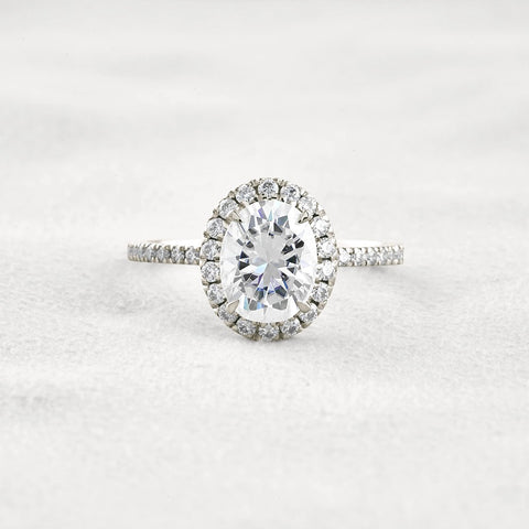 Oval Cut Hidden Halo Moissanite Engagement Ring