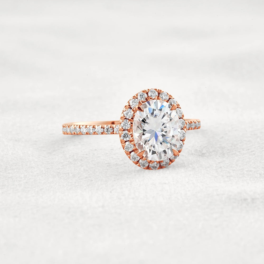 Oval Cut Hidden Halo Moissanite Engagement Ring
