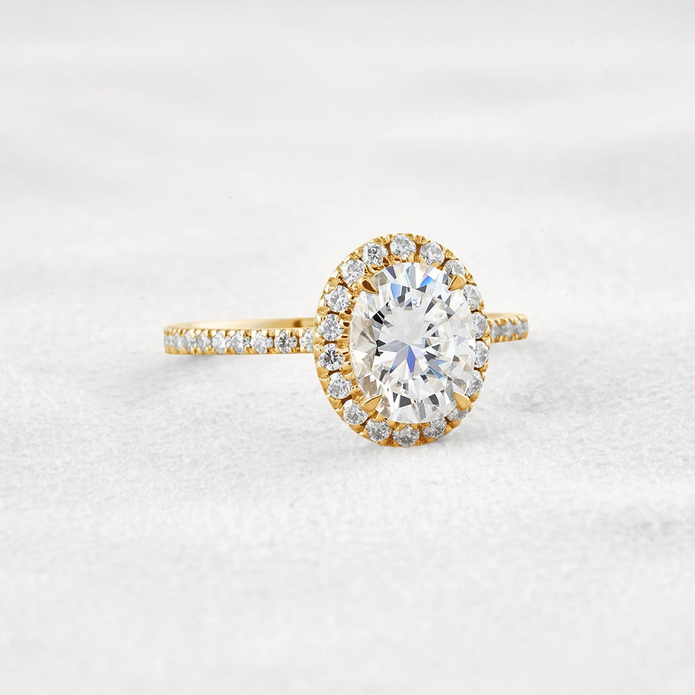 Oval Cut Hidden Halo Moissanite Engagement Ring