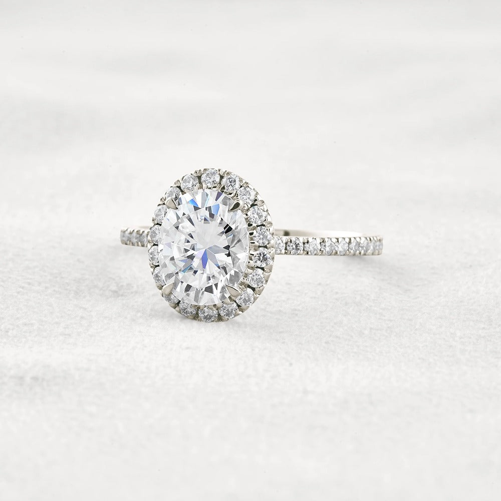 Oval Cut Hidden Halo Moissanite Engagement Ring