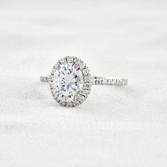 Oval Cut Hidden Halo Moissanite Engagement Ring