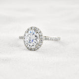Oval Cut Hidden Halo Moissanite Engagement Ring
