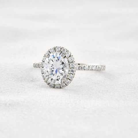Oval Cut Hidden Halo Moissanite Engagement Ring