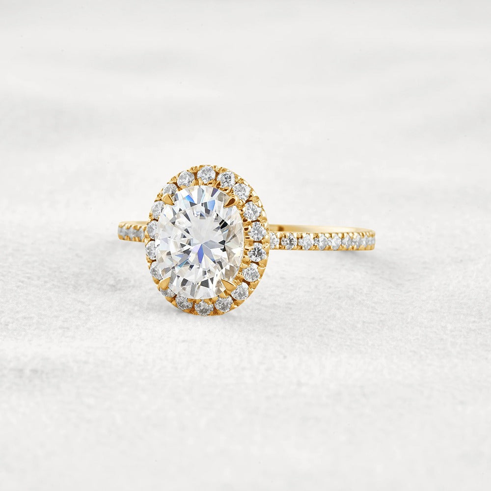 Oval Cut Hidden Halo Moissanite Engagement Ring