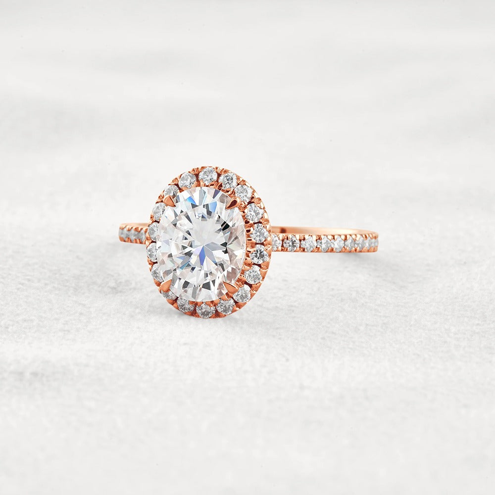 Oval Cut Hidden Halo Moissanite Engagement Ring