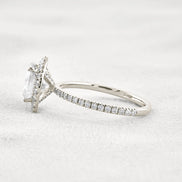Oval Cut Hidden Halo Moissanite Engagement Ring