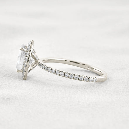 Oval Cut Hidden Halo Moissanite Engagement Ring