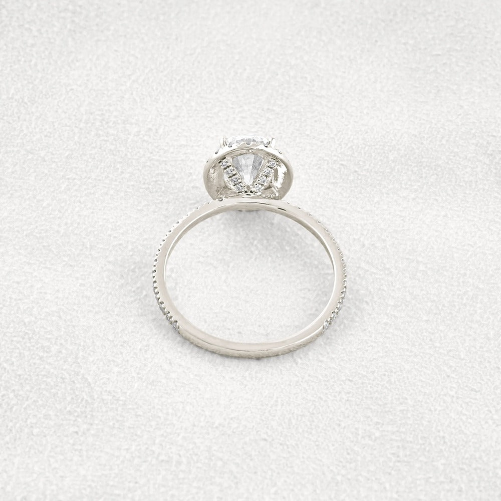 Oval Cut Hidden Halo Moissanite Engagement Ring