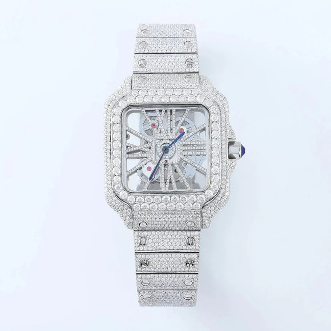 Iced Out Moissanite Skeleton Luxury Wrist Watch For Him