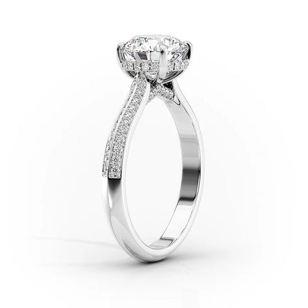 Knife Shank Round Cut Moissanite Engagement Ring