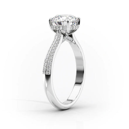 Knife Shank Hidden Accent Moissanite Pear Cut Wedding Ring