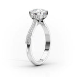 Knife Shank Hidden Accent Moissanite Pear Cut Wedding Ring