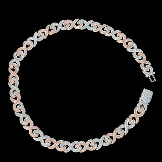 Infinity Link Round And Baguette Cut Moissnaite Cuban Chain