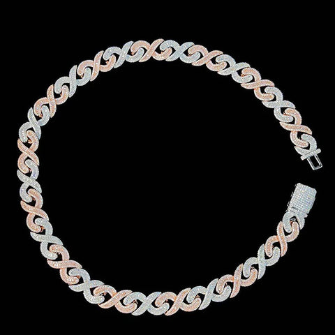 Infinity Link Round And Baguette Cut Moissnaite Cuban Chain