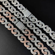 Infinity Link Round And Baguette Cut Moissnaite Cuban Chain