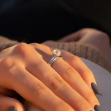 Hidden Halo Cushion Cut VVS1 Moissanite Promise Ring