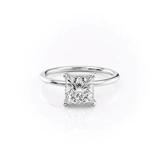 Hidden Halo Princess Cut Moissanite Birthday Gift Ring For Her