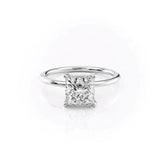 Hidden Halo Princess Cut Moissanite Birthday Gift Ring For Her