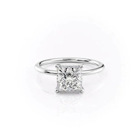 Hidden Halo Princess Cut Moissanite Birthday Gift Ring For Her