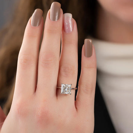 Hidden Halo Princess Cut Moissanite Birthday Gift Ring For Her