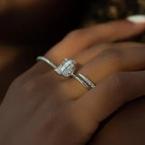 Hidden Halo Princess Cut Moissanite Birthday Gift Ring For Her