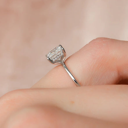 Hidden Halo Princess Cut Moissanite Birthday Gift Ring For Her