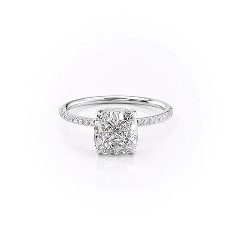 Cushion Cut Hidden Halo Moissanite Engagement Ring