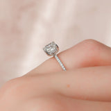 Cushion Cut Hidden Halo Moissanite Engagement Ring