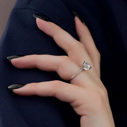 Cushion Cut Hidden Halo Moissanite Engagement Ring