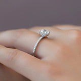 Cushion Cut Hidden Halo Moissanite Engagement Ring