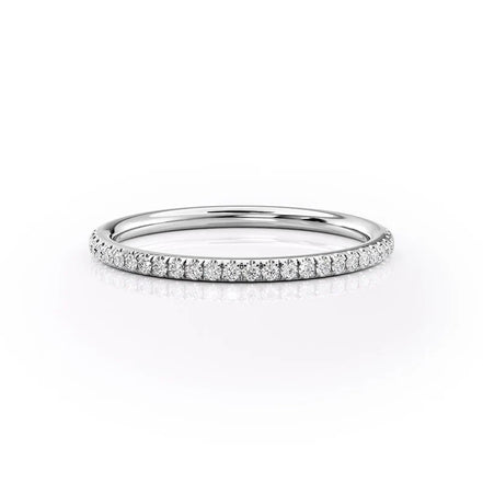 Colorless Moissnaite Round Brilliant Cut Half Eternity Wedding Band
