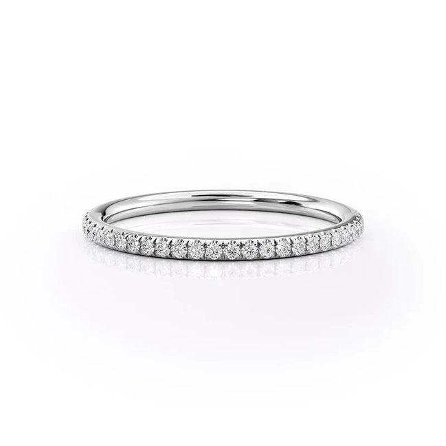 Colorless Moissnaite Round Brilliant Cut Half Eternity Wedding Band