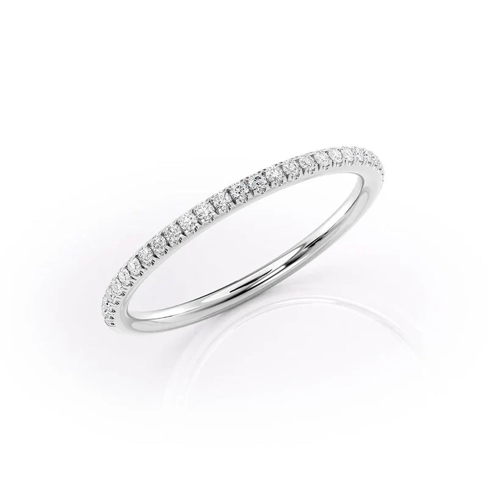 Colorless Moissnaite Round Brilliant Cut Half Eternity Wedding Band