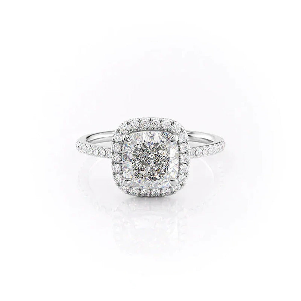 Cushion Colorless Moissanite Halo Wedding Ring