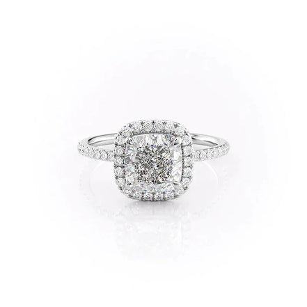 Cushion Colorless Moissanite Halo Wedding Ring