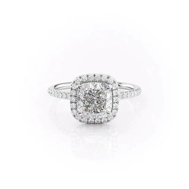 Cushion Colorless Moissanite Halo Wedding Ring