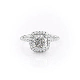 Cushion Colorless Moissanite Halo Wedding Ring