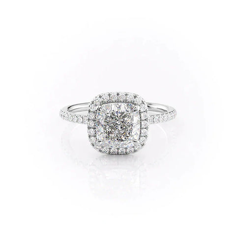 Cushion Colorless Moissanite Halo Wedding Ring