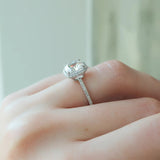 Cushion Colorless Moissanite Halo Wedding Ring