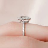 Pear Cut Halo Moissanite Engagement Ring